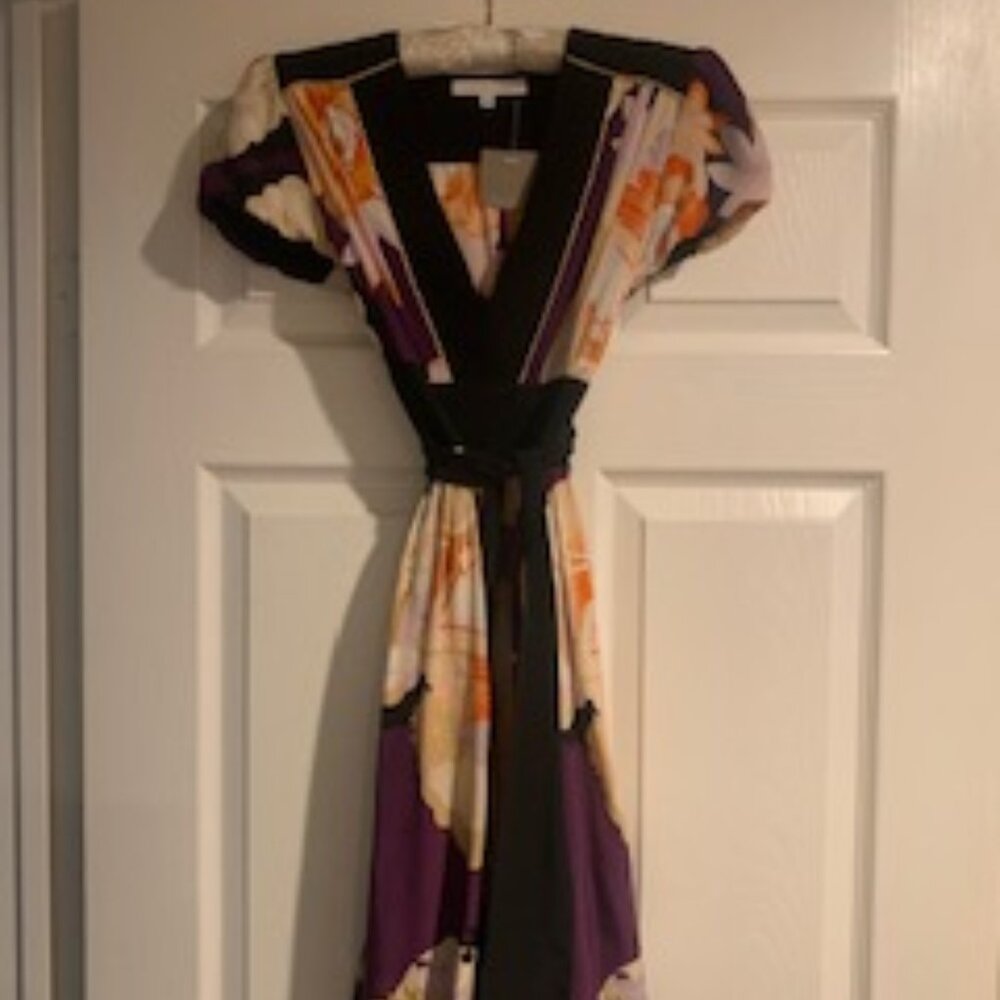 Silk Floral Print Kimono Dress